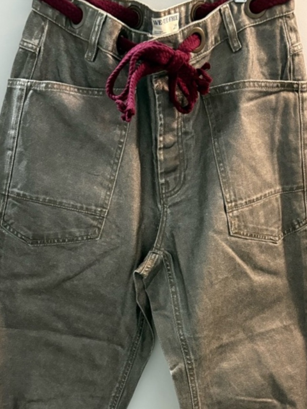 NWOT FREE PEOPLE We The Free Metallic Coated Moxie Barrel Jeans SZ: 29 - Picture 5 of 5